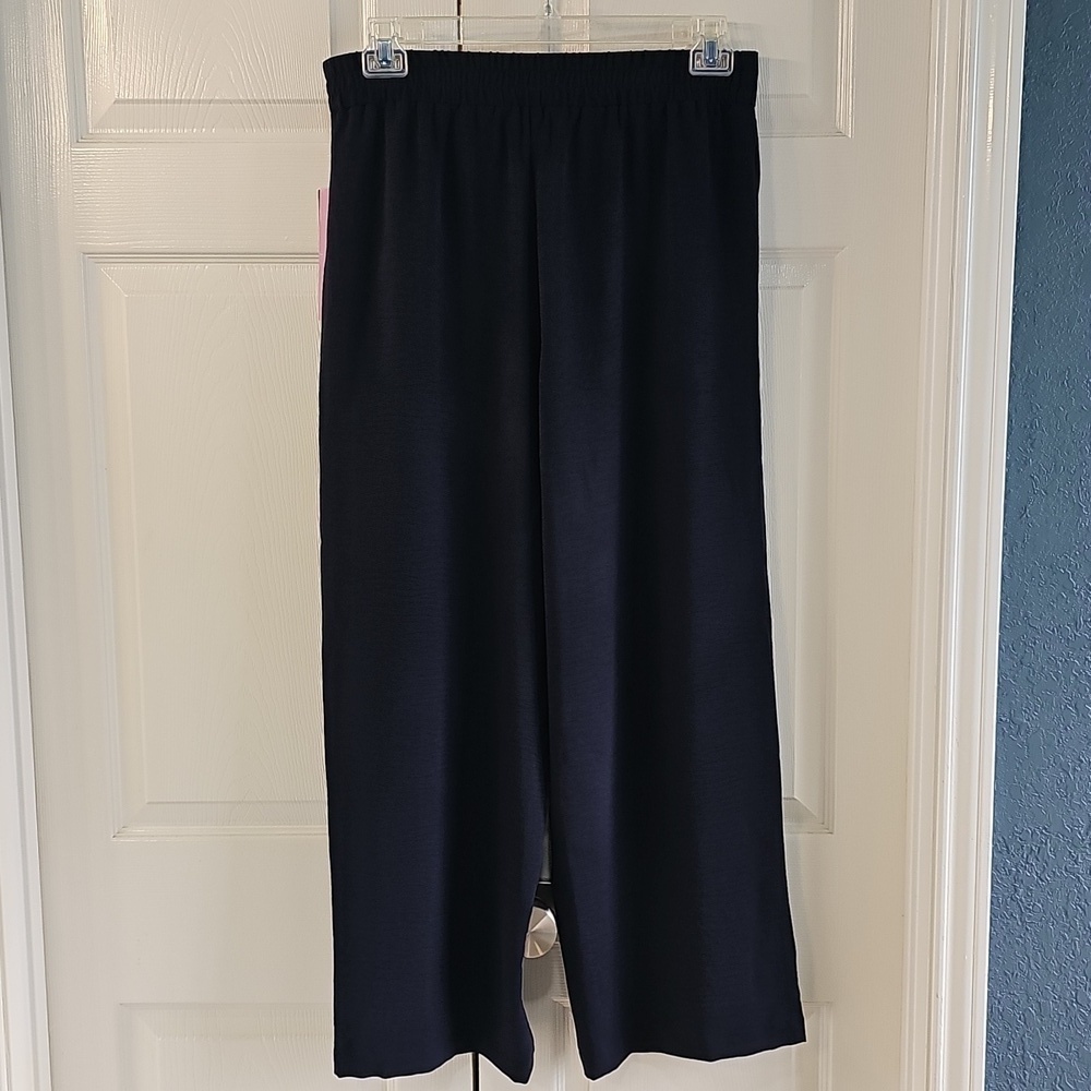 NWT New York Clothing CO Wide Leg Pull On Belted W Tie Petite Large (PL) Navy - Picture 8 of 16